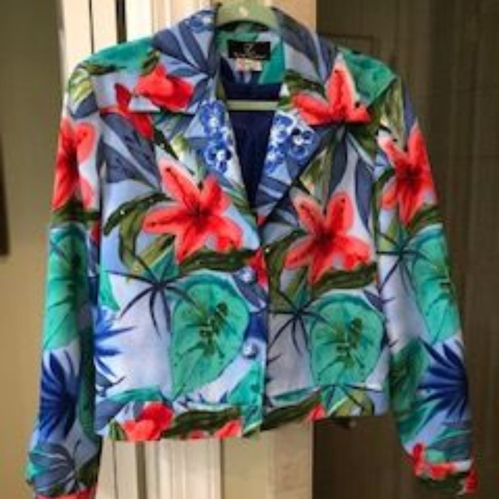 Silk floral Lorizoni jacket with floral motif